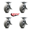 Service Caster 8 Inch Heavy Duty Thermoplastic Caster Set with Roller Bearings and Brakes SCC SCC-35S820-TPRRF-SLB-4